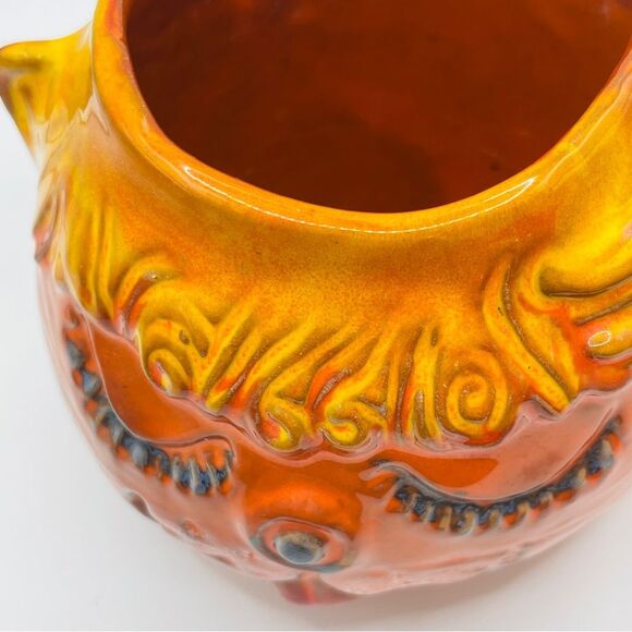 Pacific Stoneware Signed B Walsh 1969 Coffee Mug Cat Feline Orange - Picture 3 of 10